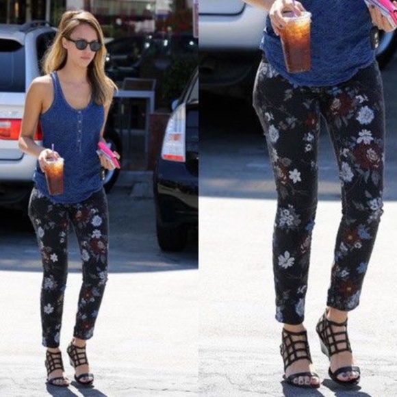 Current/Elliott 'The Stiletto' Black Wild Flower Skinny Jeans - Picture 13 of 13